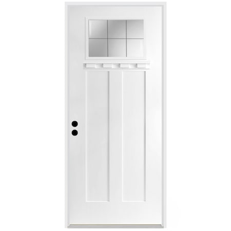 Codel Doors 36" x 96" Primed White Shaker Exterior Fiberglass Door 3080RHISPSFHFLS300P691615M